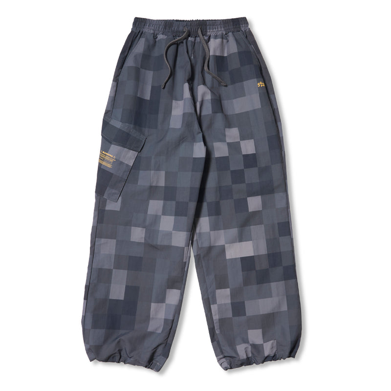 Square Camouflage Super Wide Jogger Pants Gray / Green