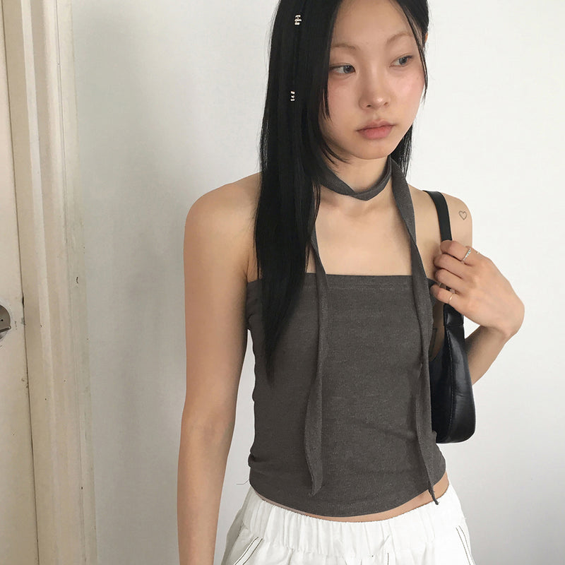 Cable ribbed tank top