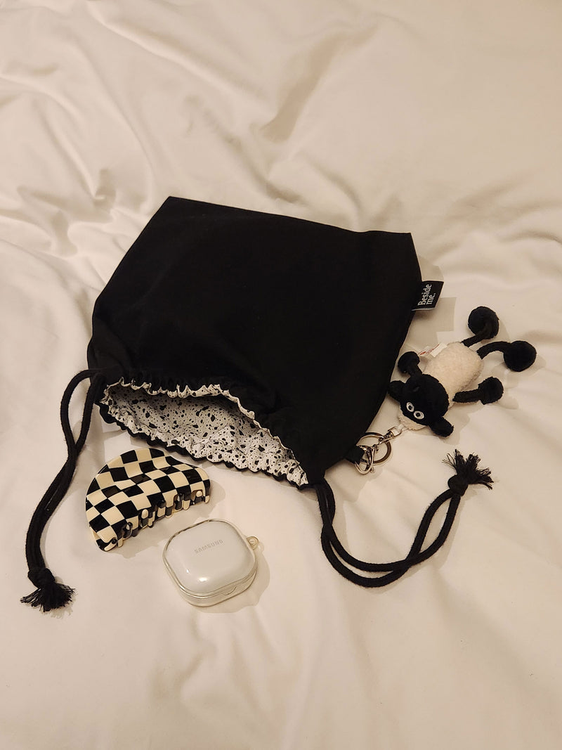 terazzo string pouch bag - black
