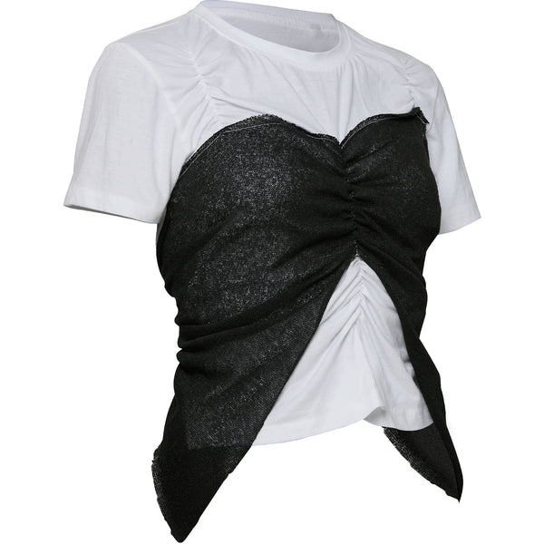 Bustier Layered T-Shirt (FL-122_White&Black)