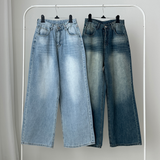 tinted washed wide denim pants