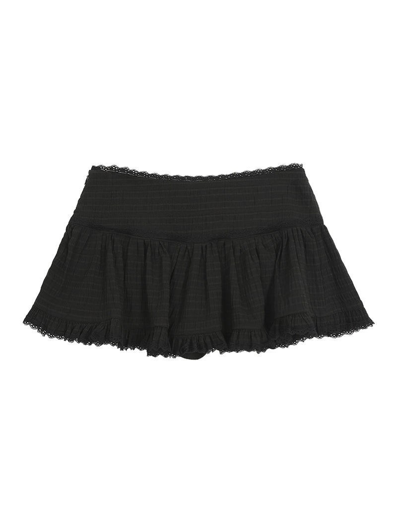 Black Punching Mini Pants Skirt