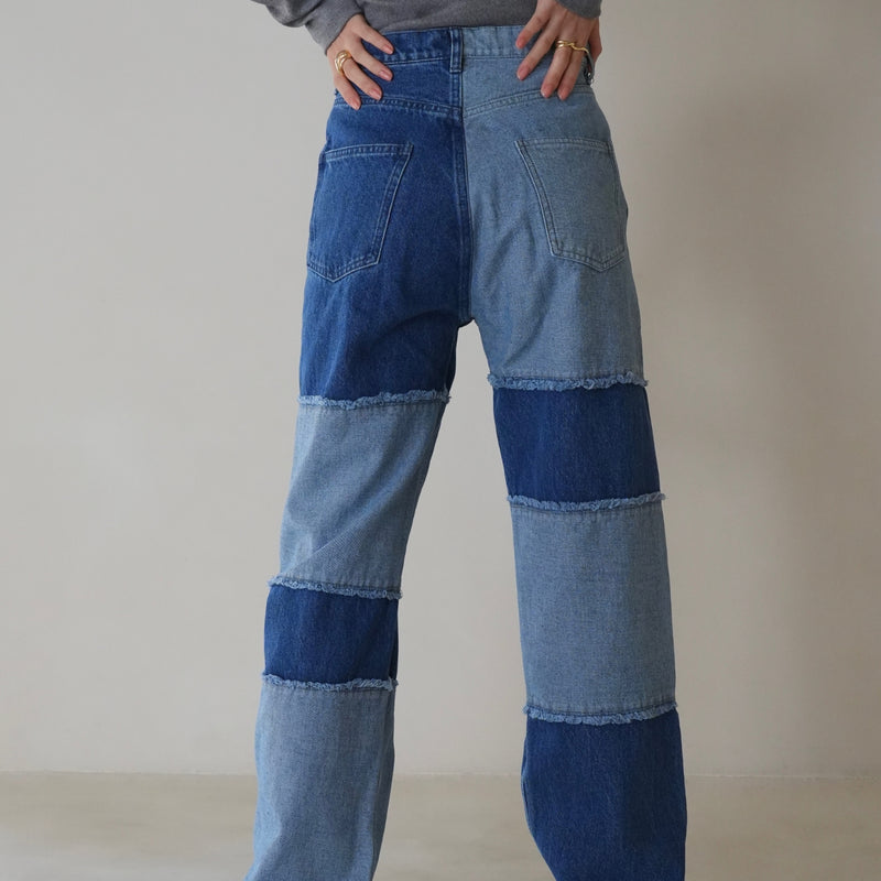 patchwork denim pants