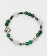  Clover beads stone bracelet GR (925 silver)