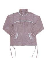 Sheer ruffle jacket / glossy pink