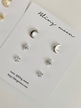 [3 set] moon twinkle earrings layered set