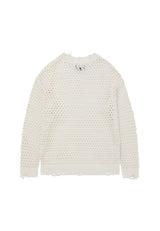 Mesh over punching knit - WHITE