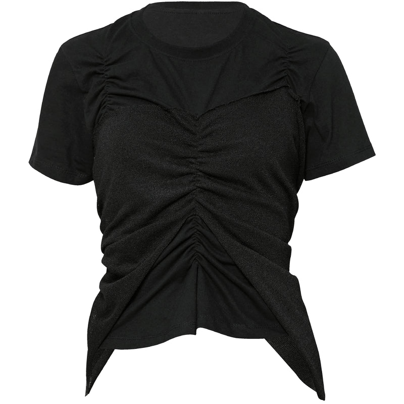 ビスチェレイヤードTシャツ (FL-122_ブラック＆ブラック)