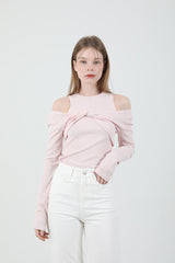 Layered Twist T-shirt Sleeveless Set Pink