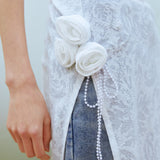 Unbalance Lace Dress (WHITE)