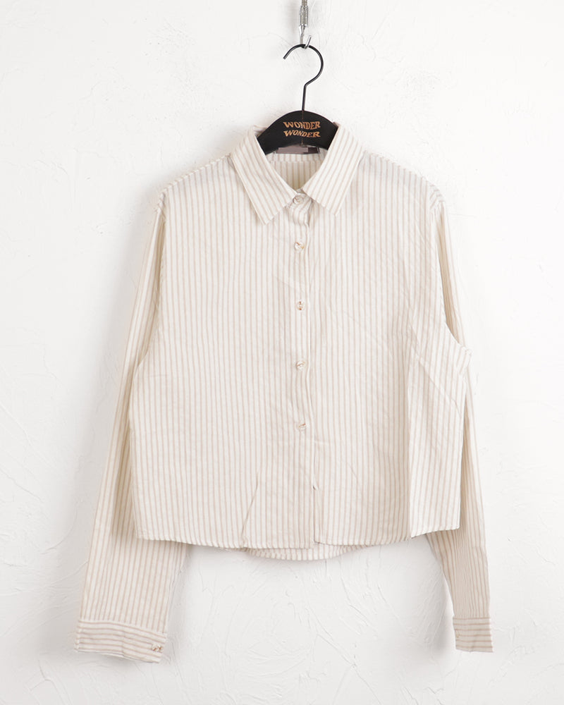 Aton striped cotton cropped long-sleeved shirt