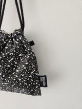 terazzo flat string pouch bag - black M