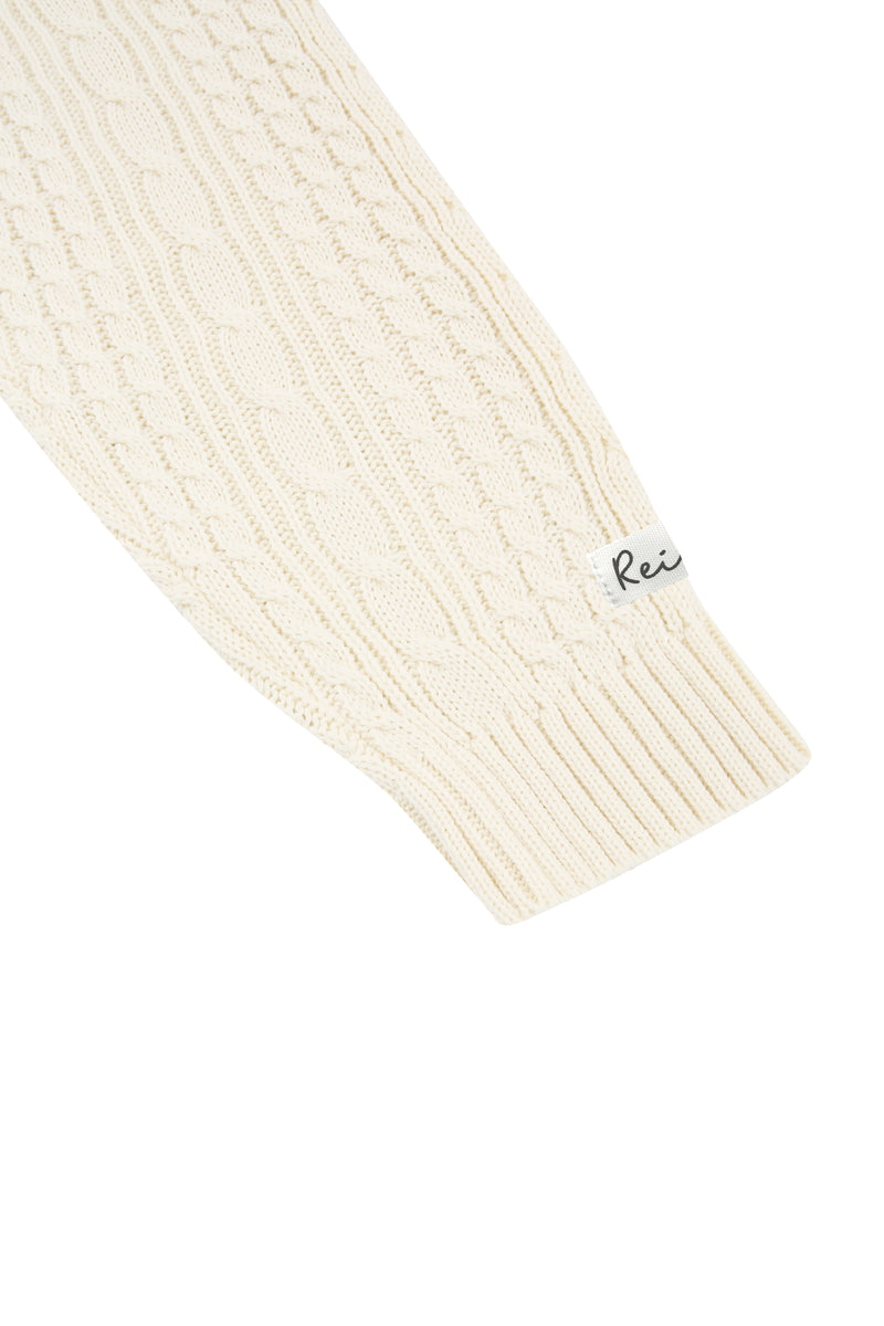 collar knit zip-up [black, ivory]