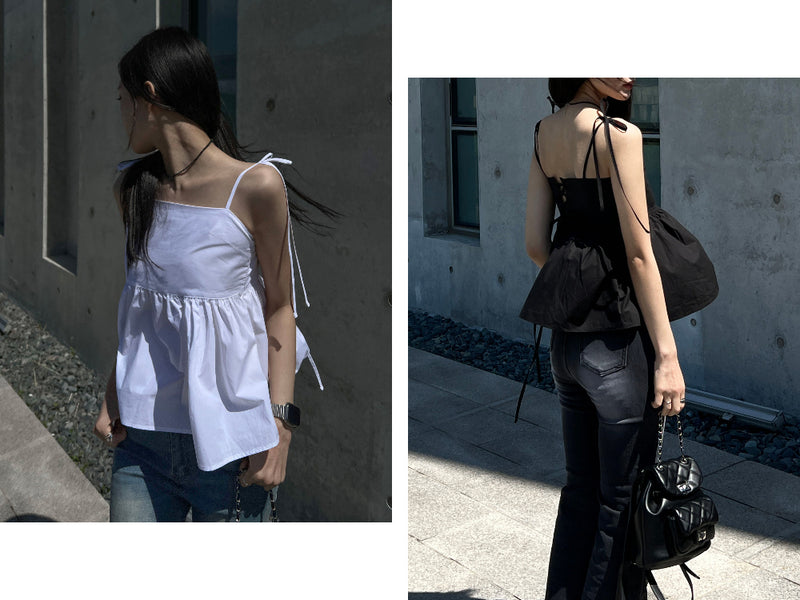 Lace-up corset sleeveless blouse top (3 colors)