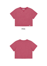 ピグメントロゴエンブロイダリークロップド半袖Tシャツ pink