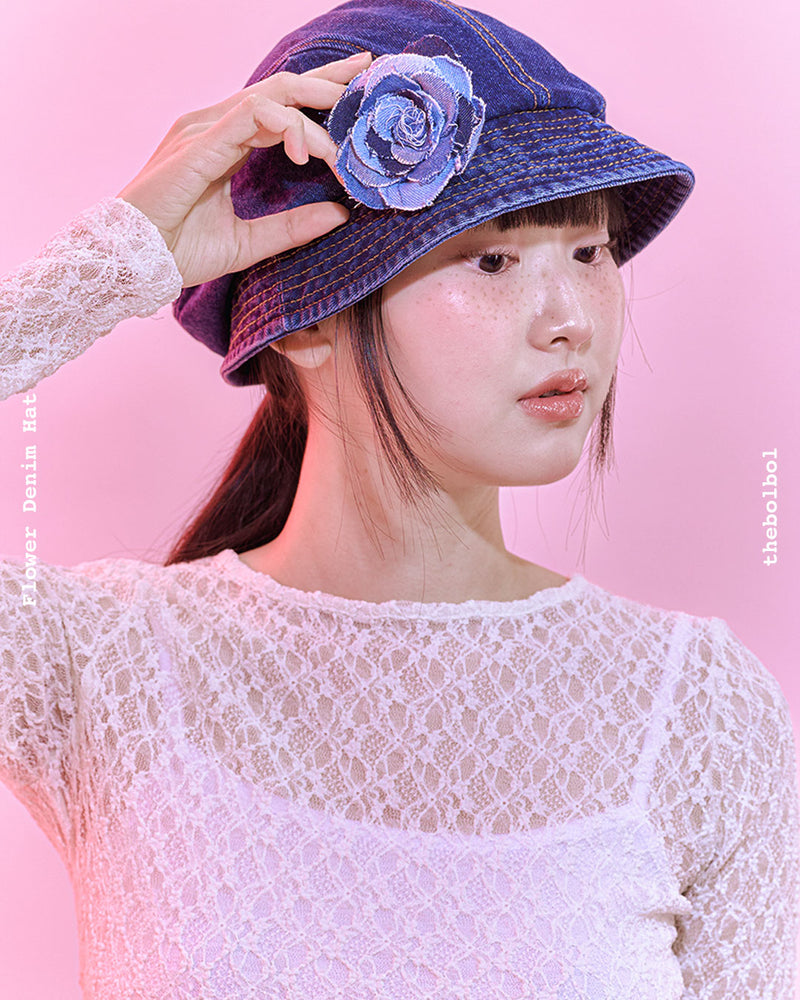 Flower Denim Hat