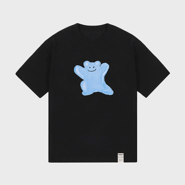 [UNISEX] Blue Painting Big Bear Smile Short-Sleeved T-shirt