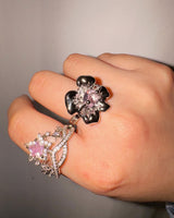 Pink cubic flower ring