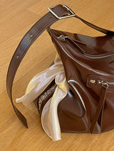 Pillow ribbon bag_chocolate brown