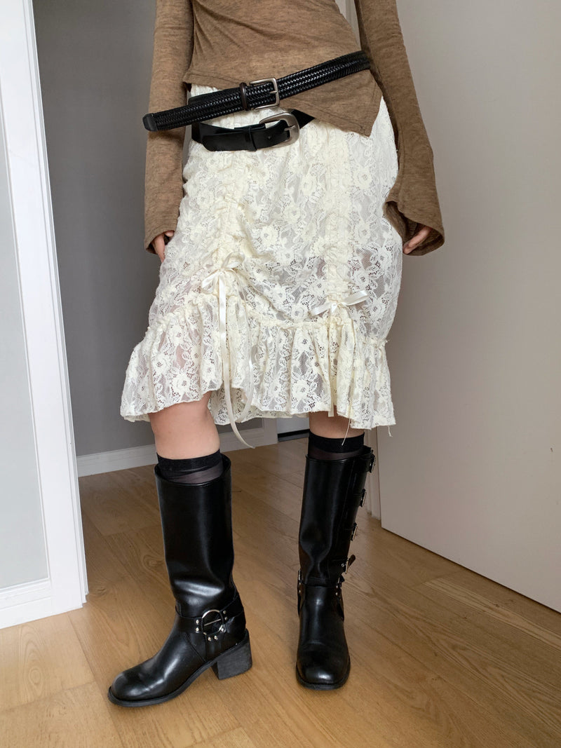 vintage lace midi skirt