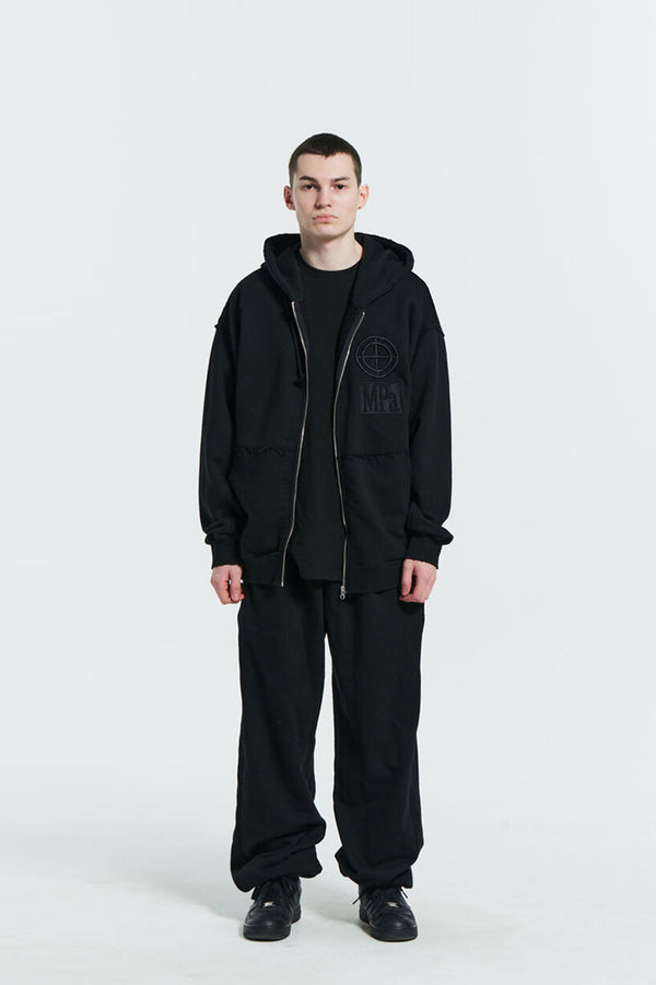 MPa SCRATCHED ZIPPED HOODIE (BLACK)