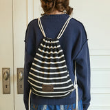 Stripe knit string bag