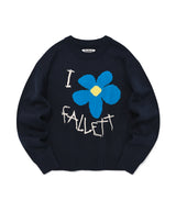 DRAWING FLOWER KNIT NAVY