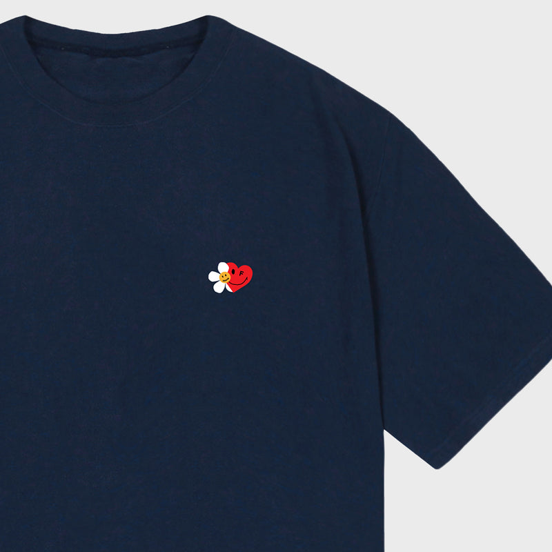 [UNISEX]フラワーハートハーフスマイル半袖Tシャツ