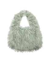 Fluffy fur bag / gray, mint, white