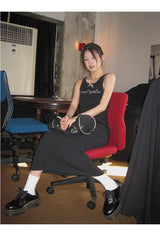Black mini sleeveless long dress