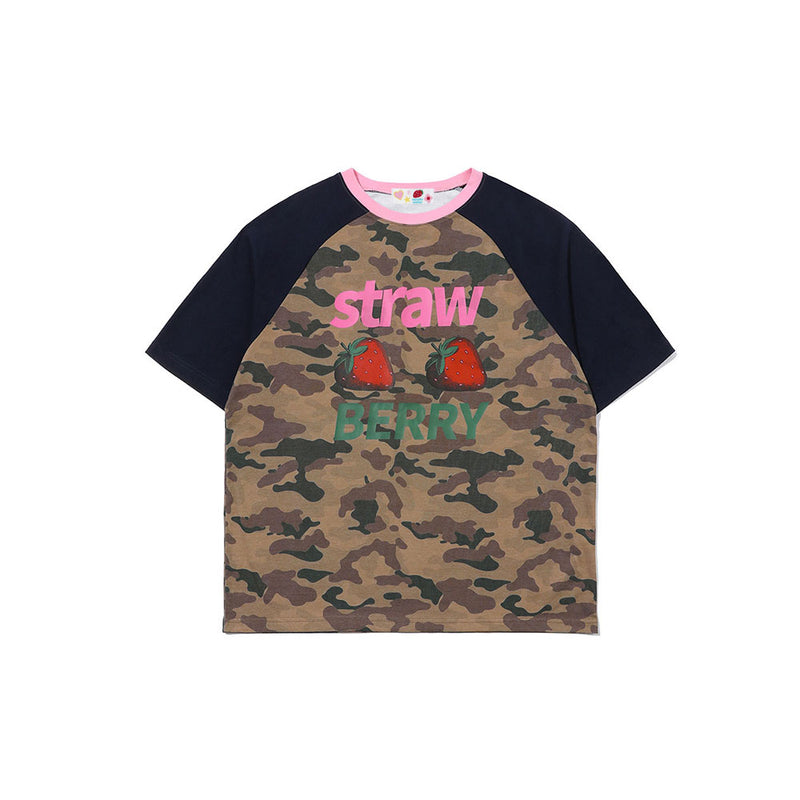 Strawberry Overfit Raglan T-shirt [Camo Beige]