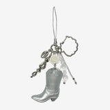 Silver Boots Pendant Keyring Charm with Strap