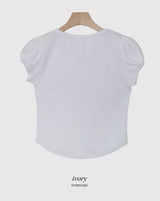 PF Ribbon Lace Puff Short Sleeve T-Shirt (3color)
