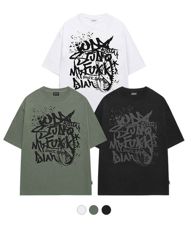 グランジ グラフィック オーバーフィット Tシャツ / Grunge Graphic Oversized Fit T-Shirt