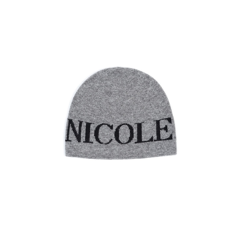 CASHMERE LETTERING JAQUARD BEANIE_GRAY