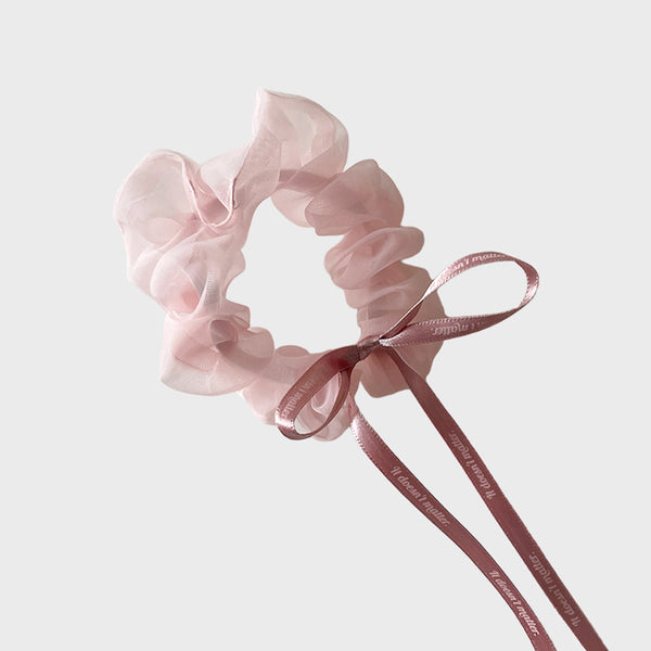 [Organza] Mizz ribbon scrunchie (Baby Pink)