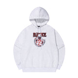 LEATHER APPLIQUE GRAPHIC HOODIE
 - WHITE
M/GREY