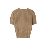 Baby Cable Short Sleeve Cardigan _ Camel