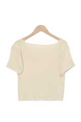 Syrup Summer V-Neck Square Neck Cropped Knitwear Short-sleeved Cardigan (4 colors)