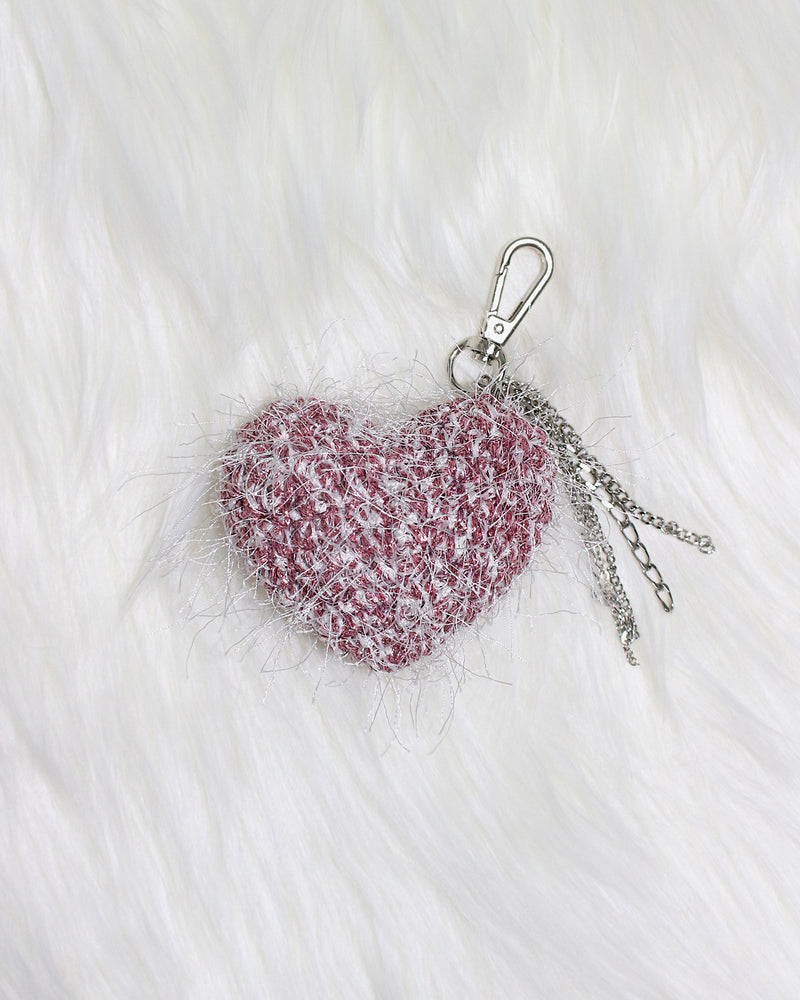 cupid heart keyring (fluffy pink)