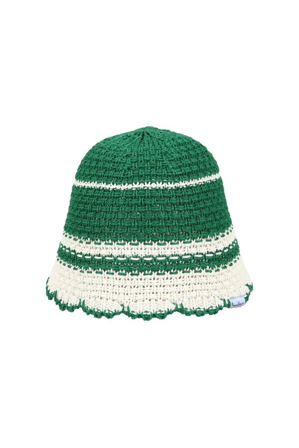 Green two-tone color knit bucket hat