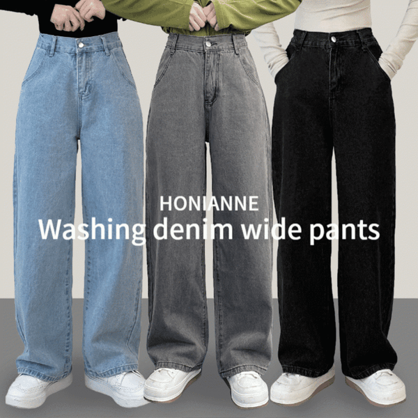 Washing denim wide pants