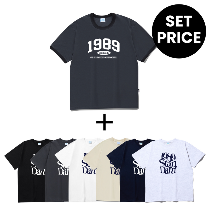 【SET】OUR 1989 Cool Cotton Ringer Short Sleeves (SRSSTD-0004)（DEEP GRAY）+ILLUSION Cool Cotton Overfit Short Sleeves(SISSTD-0072)