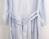 Sawzen eyelet belt pleated shirt mini dress
