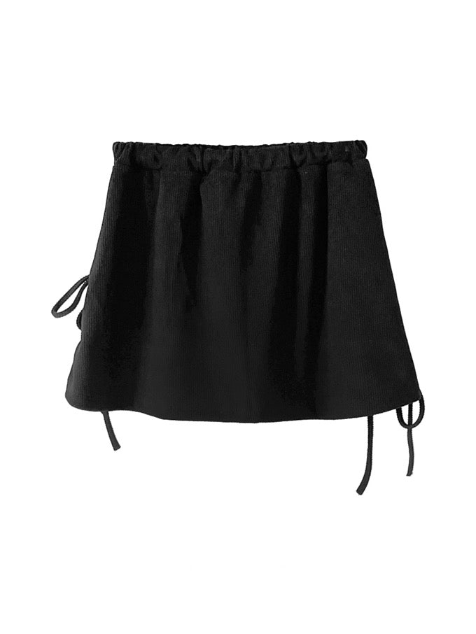 string shirring mini skirt