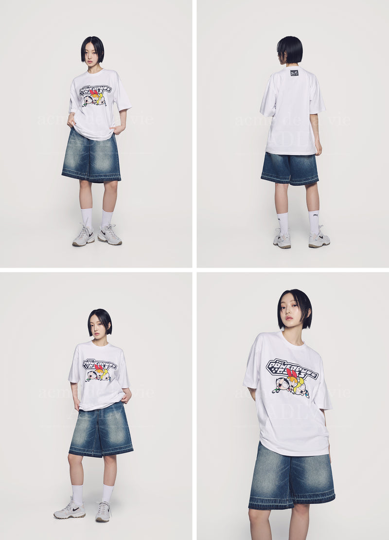 [24SS] The Powerpuff Girls x acmedelavie  logo t-shirts WHITE