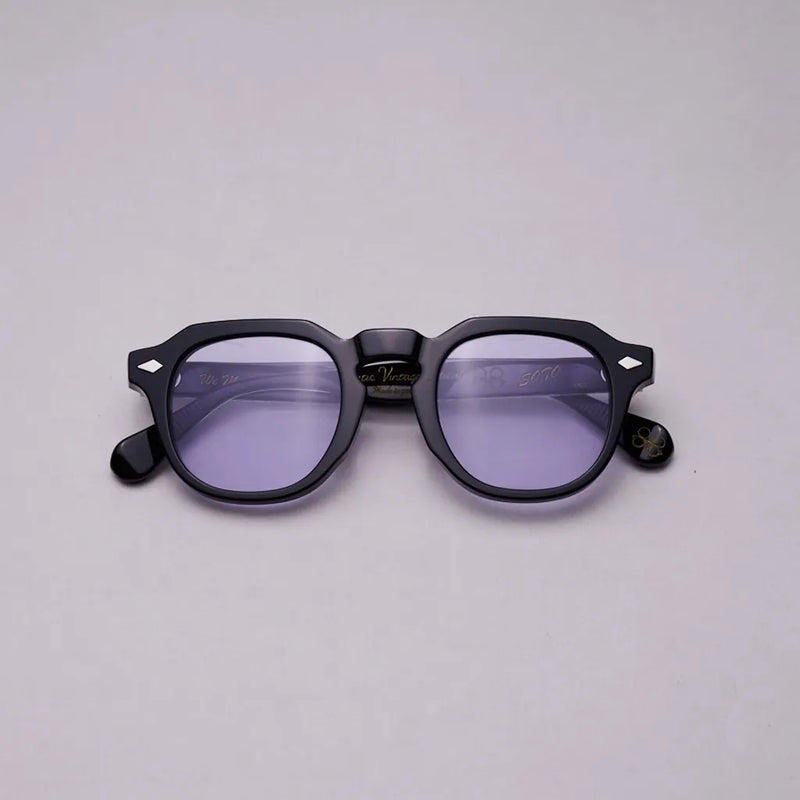 Vatic Vintage Optical Soto Black 8mm Purple lens with French crown thick-cut acetate frame