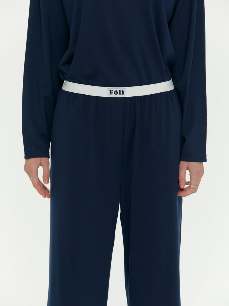 (Unisex) Essential Stretch Fit Long Sleeves PJ Set, Navy