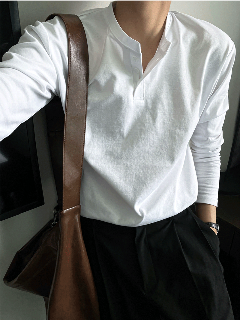 cosyharu henly-neck boonddo long-sleevd shirt