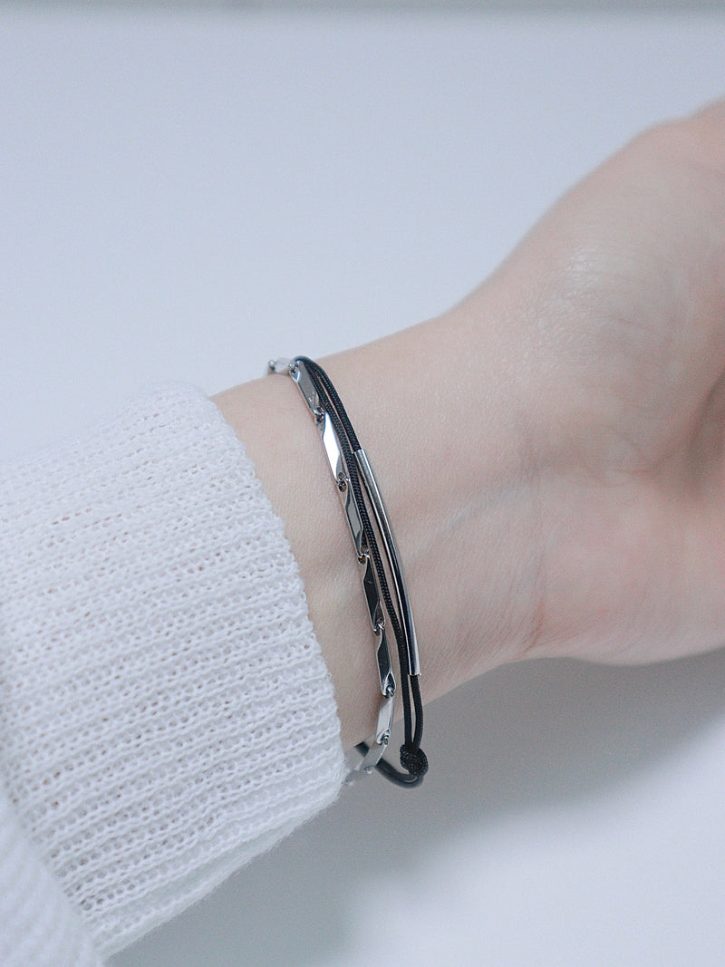 All surgical steel simple layered bar chain bracelet